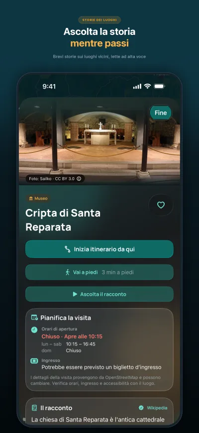 WanderWay 2.2: Pagine dei luoghi più pulite, con un pulsante Fine più facile da toccare.