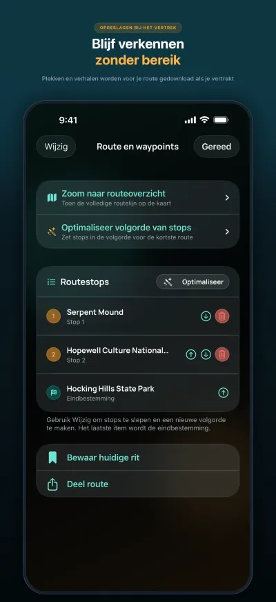 WanderWay 2.2: Bewaard bij het starten