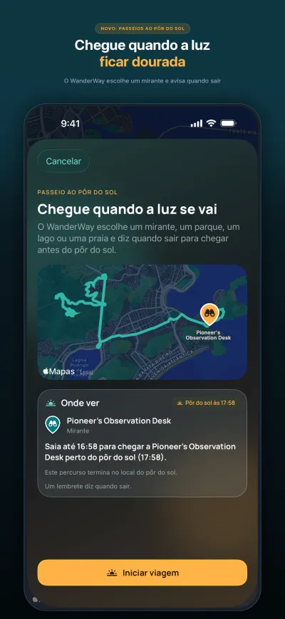 WanderWay 2.2: Passeios ao pôr do sol