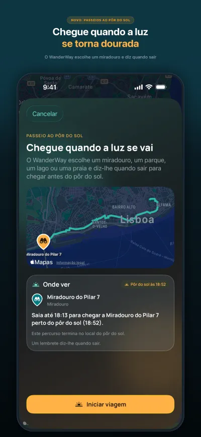 WanderWay 2.2: Passeios ao pôr do sol
