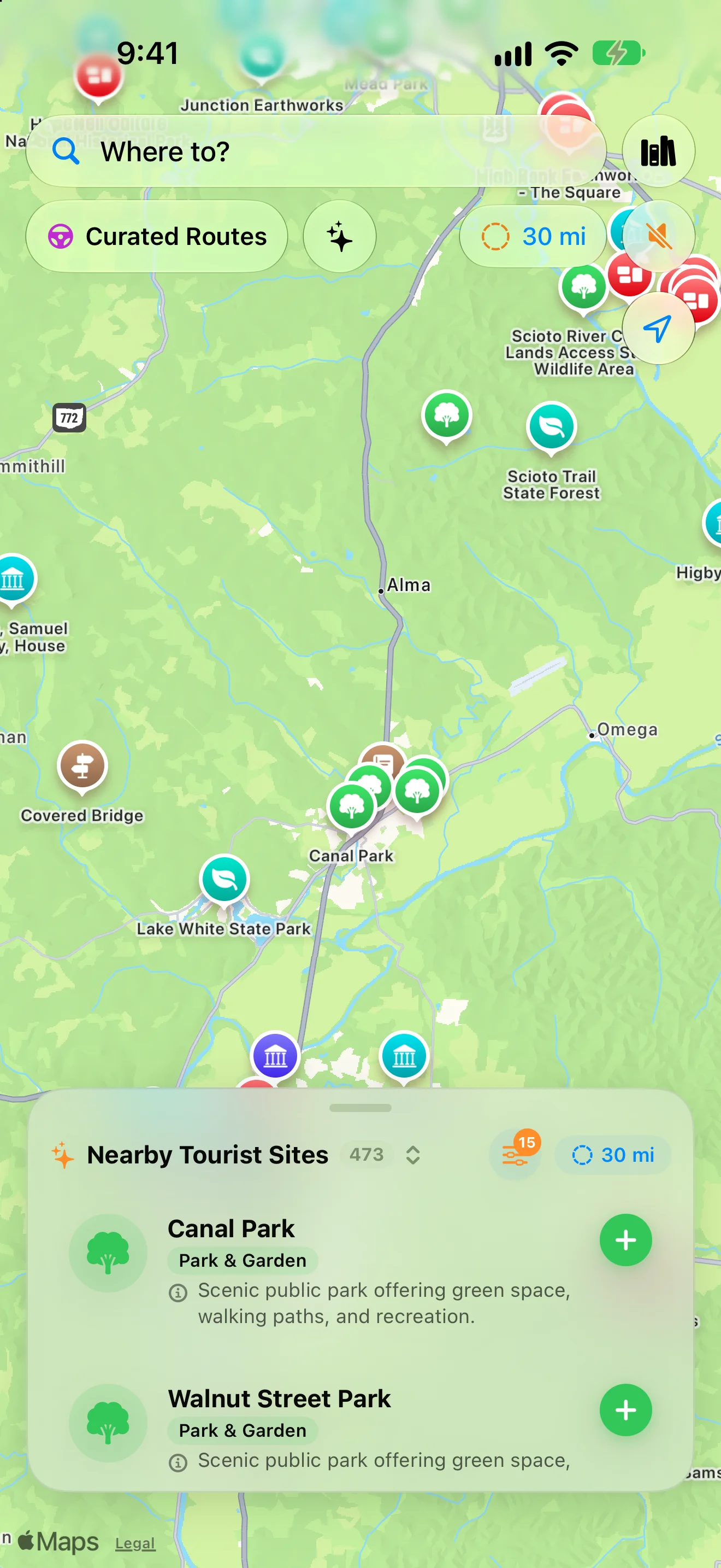 Regional discovery search across 30 miles