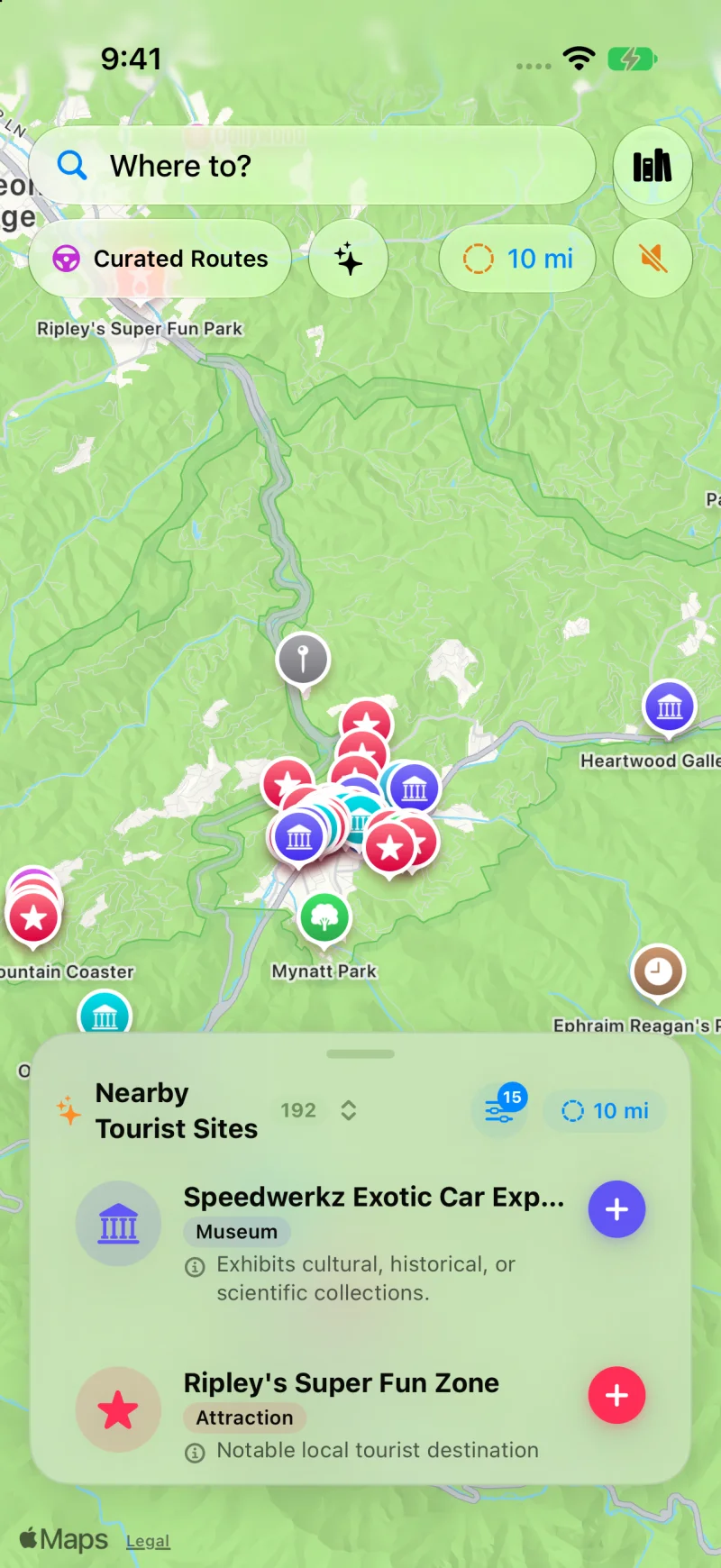 WanderWay mapping 192 tourist destinations and scenic stops in the Great Smoky Mountains